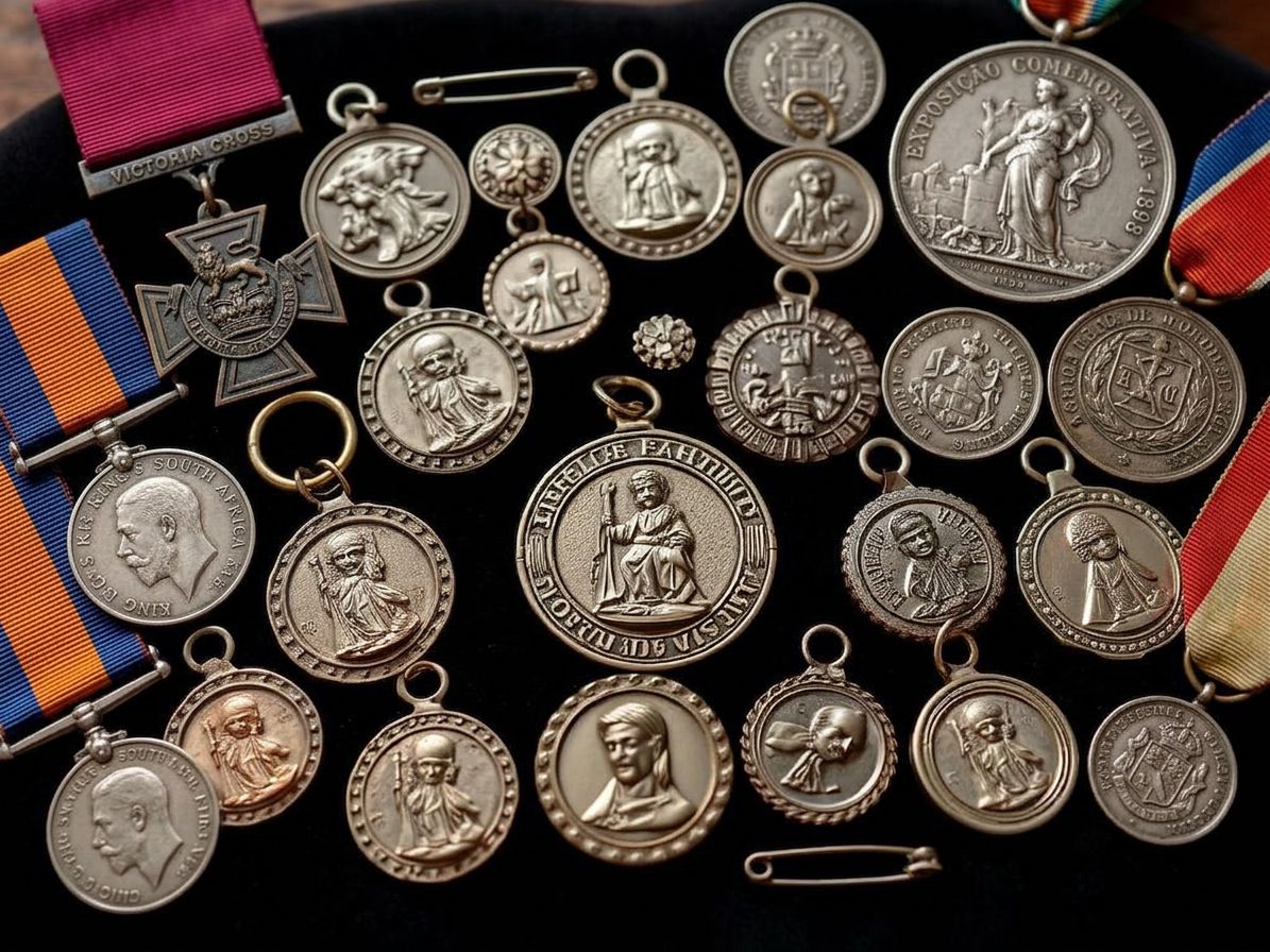 medalhas e condecorações antigas em prata